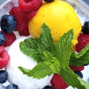 Lemon and mango sorbet