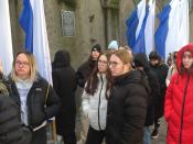 Krakkó, a gettó egykori kerítésének maradványa